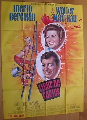 CACTUS FLOWER Ingrid Bergman Walter Matthau Original French Movie Poster '69 • $40