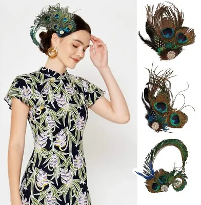 £5.99 • Buy Peacock Feather Fascinator Hair Clip Wedding 20's Gatsby Party Vintage Headpiece