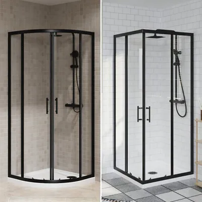 Black Quadrant Shower Enclosure Corner Entry Walk In Cubicle Sliding Door Glass • £199.97