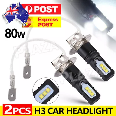 2x H3 LED HEADLIGHT FOG DRIVING LIGHT BULBS CAR LAMP GLOBES 6000K White • $15.95