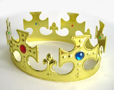 Royal Crown King Or Queen Gold Jewels Adult Halloween Medieval Costume Hat • $3.95