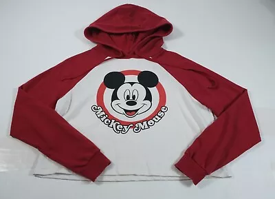 Disney Women's Mickey Mouse Crop Graphic Hoodie Sz M Staining • $2.39