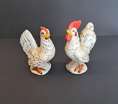 Vintage Small Miniature Hobbyist Ceramic Handpainted Rooster & Hen Figurines 2  • $11.99