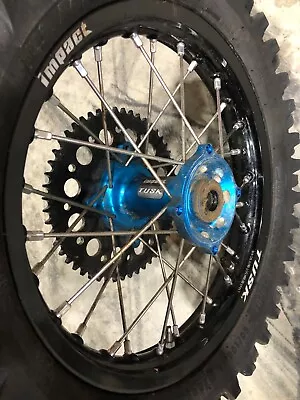 2019 Kawasaki KX85 KX100 TUSK 14” Rear Wheel Hub Rim & Tire Black BLUE HUBS • $209.99