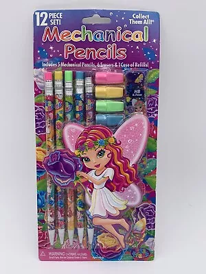 NEW Lisa Frank 12 Pc Mechanical Pencil Set Rosa Fairy 2008 Erasers Refill • $34.95