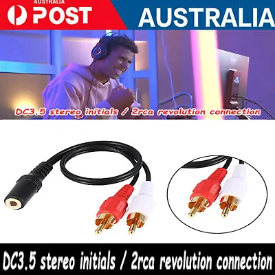 3.5mm Female To 2RCA Male Stereo Audio Cable Y Splitter With Gold Plated Connect • $7.49