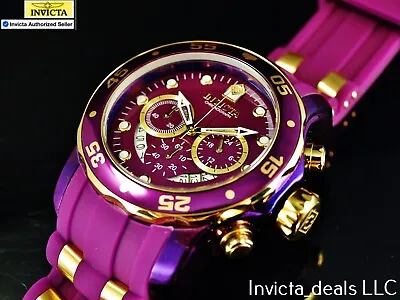 Invicta Men's 48mm PRO DIVER SCUBA Chronograph PURPLE DIAL Gold/Purple SS Watch • $64.99