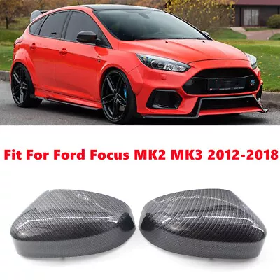 Pair Carbon Exterior Mirror Caps Enclosure For Ford Focus MK2 MK3 Mondeo MK4 • $50.43