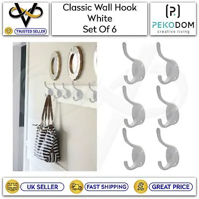 6 X Classic Wall Hook Cast Iron Hat & Coat Hooks Hanging Pegs Coat Hook • £7.95