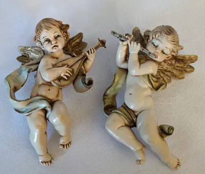 2 Fontanini Figurine Italy 65 265 Depose Music Cherub Angel Flute Lute Ornaments • $53.99