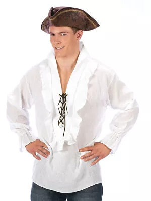 Adult's Mens White Renaissance Peasant Pirate Shirt Costume One Size • $14.87