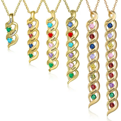 Women Mother Kids Name Birthstone Necklace Custom Infinity Bar Grandma Nana Gift • $11.19