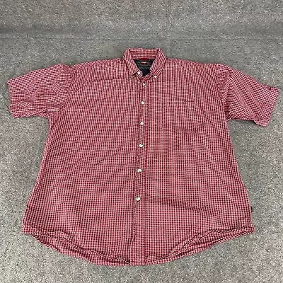 WRANGLER Shirt Mens Large Red Short Sleeve Casual White Check Plaid (11451) • £4.99