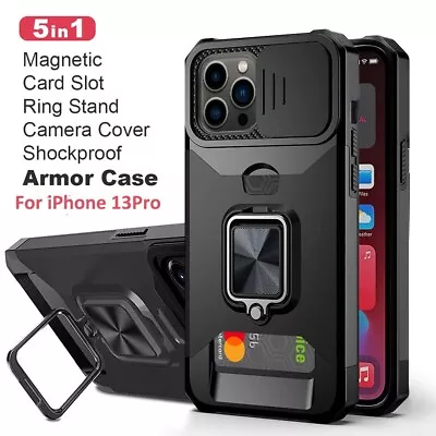 Mens Wallet Case Card Holder With Rotate Ring And Kickstand For IPhone 13Pro 6.1 • $14.90