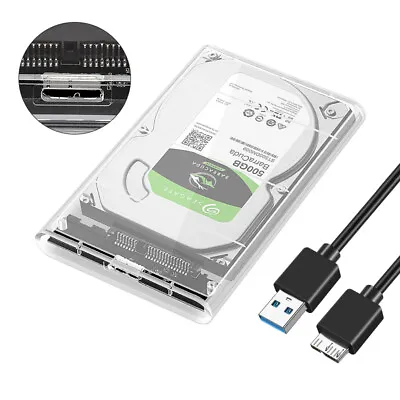 $9.01 • Buy Hard Drive Enclosure 2.5 Inch USB 3.0 SATA Case External Clear Caddy HDD SSD