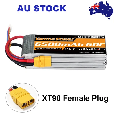 $94.68 • Buy Youme 6S 6500mAh 22.2V XT90 60C 120C LiPo Battery For RC Car Helicopter Drone AU