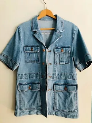 J CREW POINT SUR Light Denim Button Down Utility Shirt Jacket-Sz S-SAMPLE-RARE! • $125