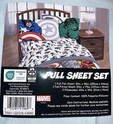 Marvel Avengers Comic Cool Full Sheet Set - 4 Piece Set Super Soft And Cozy • $26.69