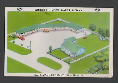 1956 Color Postcard Slumber Inn Markle Indiana  On The Banks Of The Wabash  • $3.50