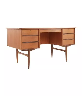 Maurice Villency Style Mid Century Teak Desk With Bookcase Front • $2847