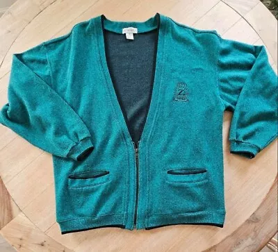 True Vintage 1980s Z-Cavaricci 1/4 Zip V Neck Cardigan Fleece Sweatshirt Sweater • $38.50