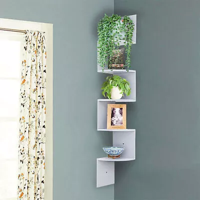 5 Tier Corner Shelf Floating Retro Wall Shelves Storage Bookcase Display Home UK • £15.95