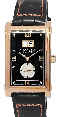 A. Lange & Sohne Cabaret 18k Rose Gold Black Dial Big Date Mens Watch 107.031 • $21888