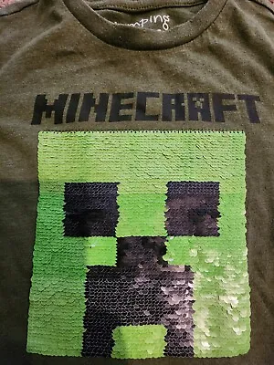 Minecraft Boys' Creeper/TNT T-Shirt Flip Sequence Kids Shirt Sz 6 • $2.95