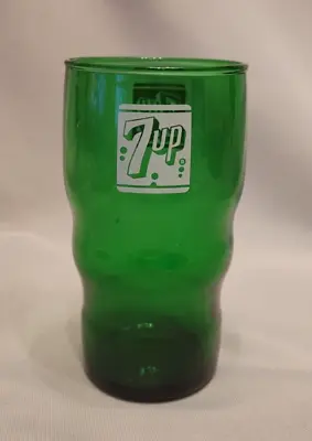 Vintage 7up Green Glass 5” Wavy Tumbler • $9.95