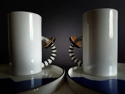 Pair Of Cattany Design Postmodern/Memphis Milano Cups With Plates 1980s • $149