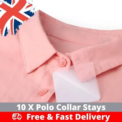 10x No Curl Collar Polo Shirt Collar Stays Men Suit Collar Stickers Shirt Collar • £2.99