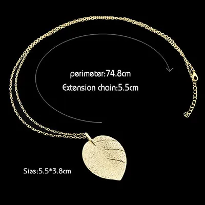 Fashion Womens Charm Golden Leaf Pendant Necklace Long Sweater Chain Jewelry • $0.06