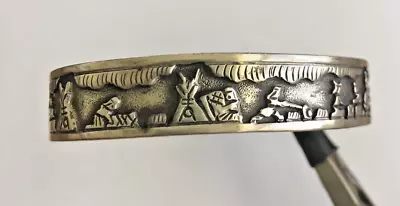 Vintage Native American Navajo Sterling Silver Storyteller Cuff Bracelet • $73