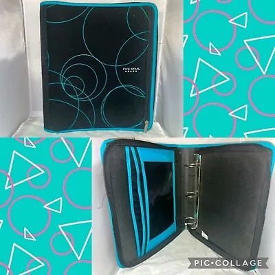 Vintage 90’s Mead Aqua And Black 5 Star Trapper Keeper Binder 3 Ring • $21