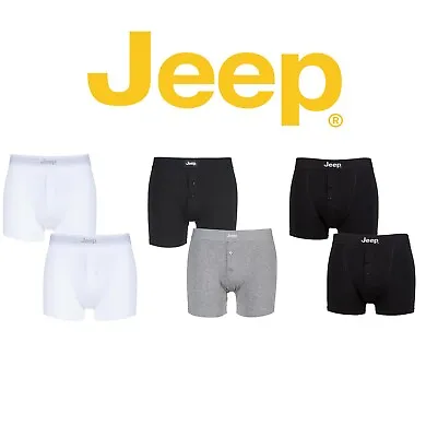 Men's Trunk Boxer Shorts Soft Cotton Plain Fitted Button Front 2 Pack - Jeep • £10.99