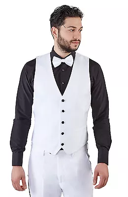 Men's Dress Suit Vest 5 Button V Neck Adjustable Back Strap Formal By AZAR MAN • $14.95