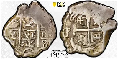 1742 P SILVER BOLIVIA 2 REALES Cob PCGS VF Very Fine Details Trueview • $279.99