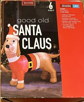 Good Old Santa Claus Inflatable Dachshund Led 6   Foot Living Solution • $39.99