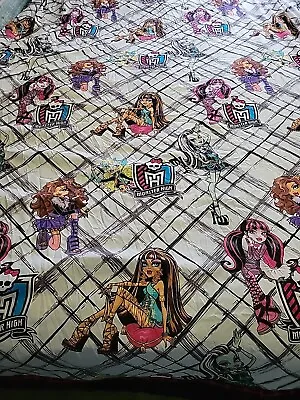 Monster High Twin Size Flat Sheet (only) Clawdeen Frankie Draculaura Fabric 2015 • $14