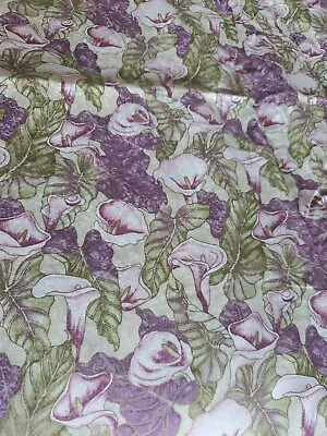 Vntg Sewing Fabric Hoffman Lily Lillies Fantasy Floral 20x45  Purple Crm Cotton • $7