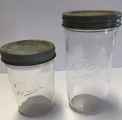 Vintage Pair Of 2 Ball Wide Mouth Freezer Jars With Zinc Lids • $14.79