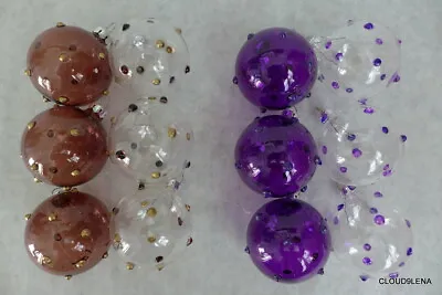 Vintage Blown Glass Ball Ornaments With 3D Dotted Pattern Purple Or Brown/Gold • $14.99