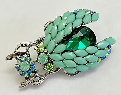 Light Aqua Blue Green AB Vintage Crystal Rhinestones Bee Insect Brooch Pin Bug • $11.15