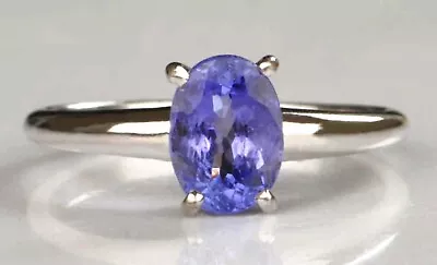 Solid 14KT Gold & 1.70 Carat Oval Cut 100% Natural Blue Tanzanite Woman's Ring • £238.84