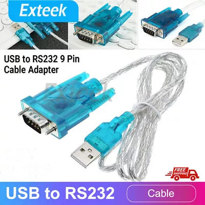 USB To RS232 Serial Port 9 Pin DB9 MALE Cable COM Port Adapter COM1 Interface • $5.64