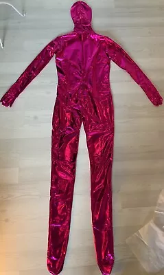 Pink Faux Latex Zentai Bodysuit Catsuit Wet Look Shiny Suit Costume Spandex • £60