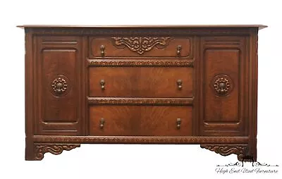 VINTAGE ANTIQUE Bookmatched Walnut Art Deco 64  Buffet • $1199.99