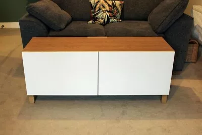 IKEA Oak Besta TV Unit In Great Condition With Gloss-white Soft-close Door • £45