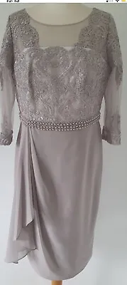 £60 • Buy Veni Infantino  Size 12 Taupe Ivory Dress Mother Of The Bride