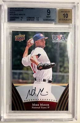 2008 Upper Deck USA Mike Minor Royals USA RC Rookie Auto BGS 9 SP Rare 111/175 • $7